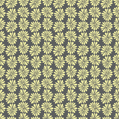 yellow flowers with dark grey background seamless repeat pattern