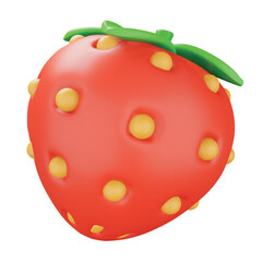 Strawberry 3d rendering isometric icon.