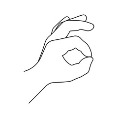Hand gesture okay. Illustration in sketch style. Hand drawn vector illustrations