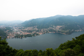 Fototapeta na wymiar Great view with landscape of lake Como and Alps mountains, beauty in nature, Lombardy, Italy, Europe