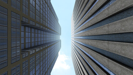 Futuristic modern architecture building. Financial economy growth concept.	
