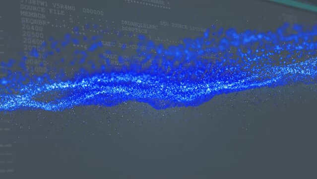 Animation of light spots over data processing on black background
