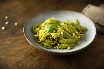 Spaghetti with pesto sauce