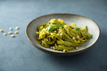Spaghetti with pesto sauce