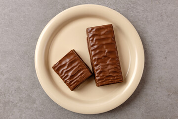 Diet Snack Protein Bars Coated with Chocolate