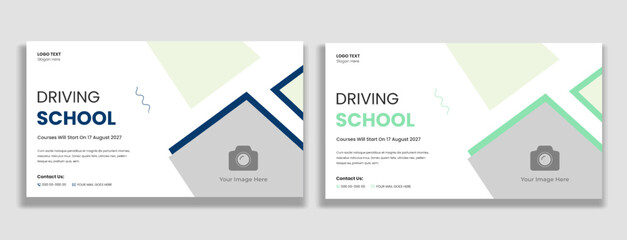 Car driving school thumbnail cover and social media banner template