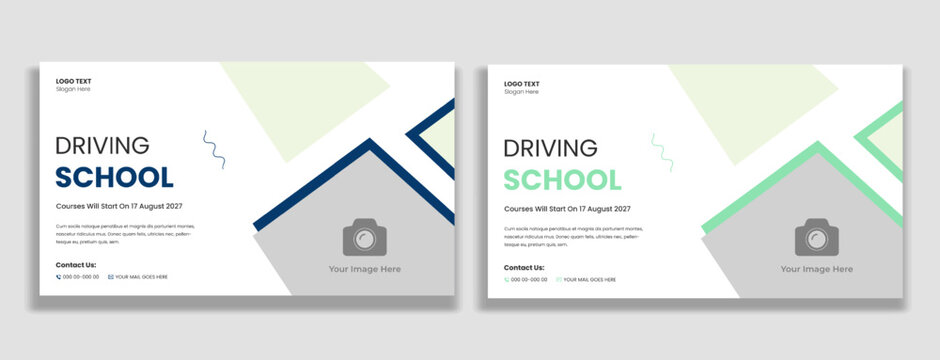 Car driving school thumbnail cover and social media banner template