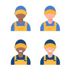 A set of different female workers. Repair service, mechanic's workshop. Vector illustration.