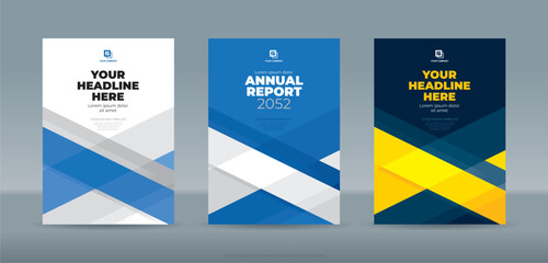 Abstrac random transparant rectangle with white, blue and dark blue backgound A4 size book cover template for annual report, magazine, booklet, proposal, portofolio, brochure, poster