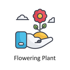 Flowering Plant vector Filled Outline Icon Design illustration on White background. EPS 10 File 