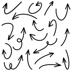 Set of Hand drawn vector arrows doodle on white background.design element vector illustration.