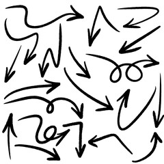 Set of Hand drawn vector arrows doodle on white background.design element vector illustration.
