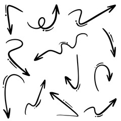 Set of Hand drawn vector arrows doodle on white background.design element vector illustration.
