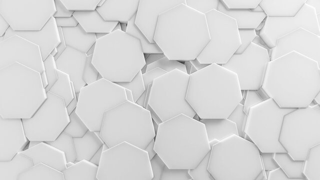 White 3D Background Abstract Heptagon pattern texture 
