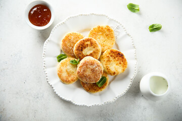 Traditional homemade cottage cheese cakes