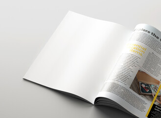 Clean page of magazine with text identity commercial advertising mockup. - obrazy, fototapety, plakaty