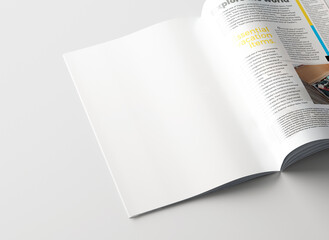 Clean page of magazine with text identity commercial advertising mockup. - 519778959