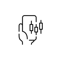 Online stock trading using smartphone. Pixel perfect, editable stroke line icon