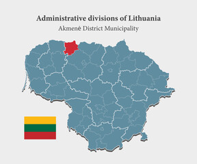 Fototapeta premium Vector map Lithuania and district Akmene