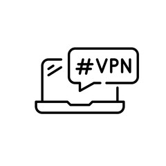 VPN notification on a laptop. Pixel perfect, editable stroke line icon