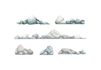 watercolor stones - texture of gray stones