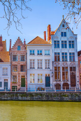 Obraz premium Panorama with houses in Bruges, Belgium