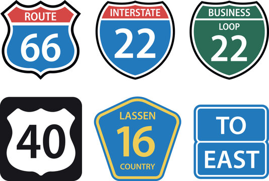 United States of America set of badges and labels vector, USA route sign, route 66