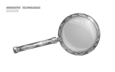 Web search data analysis magnifier. 3D realistic symbol search engine online cloud technology big data. Digital performance internet research marketing vector illustration