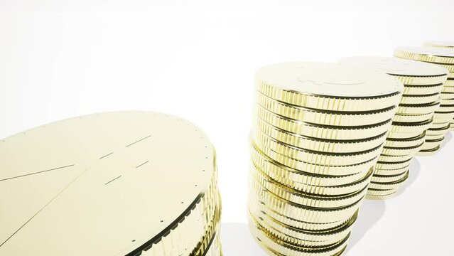 Gold coins column Business stock market background