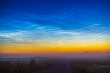 Night shining - Noctilucent clouds at night, panorama