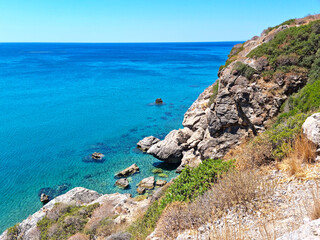Fototapeta na wymiar Rocks in the Preveli beach, Crete, Greece