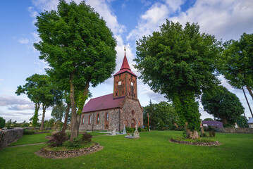 Historic church in Zelechowo village, West Pomerania region of Poland