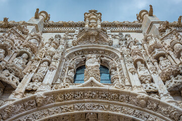 South portal of Jeronimos Monastery in Belem area, Lisbon, Portugal