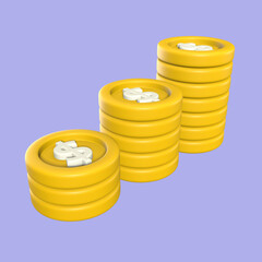 3D Investment Money Growth Illustration