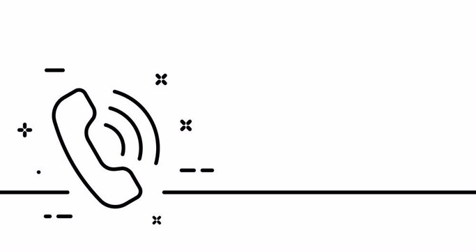 Handset with signal. Around the clock, wired and cordless telephone, communication, phone number. Contact us concept. One line drawing animation. Motion design. Animated technology logo. Video 4K