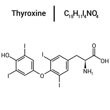 chemical structure of thyroxine (C15H11I4NO4)