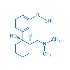 chemical structure of Tramadol (C16H25NO2)