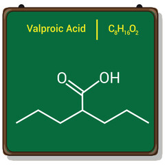 chemical structure of valproic acid (C8H16O2)