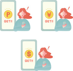 ポイント　マネー　スマホ　イラスト