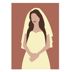 vector minimalistic illustration of a wedding portrait woman bride 