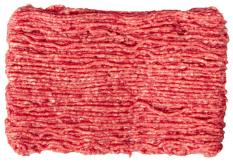 Minced pork on a white background. Mince texture.