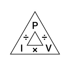 Watts amps volts formula in physics. Watts law. Power formula triangle in electricity