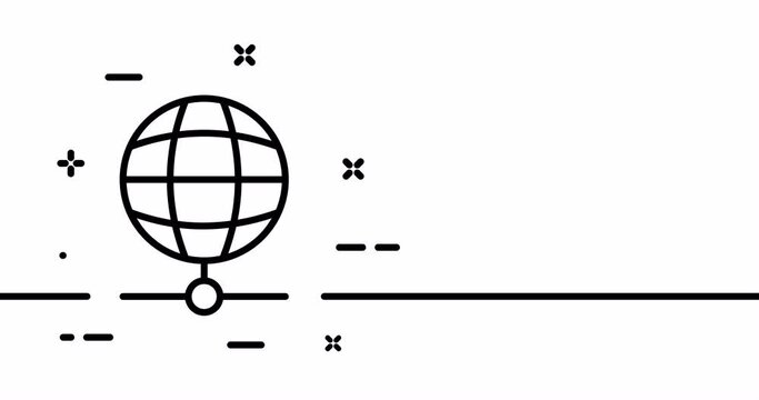 Geography. Globe, world, planet, orbit, axis, earth satellites, earth, sphere, Space. Topography concept. One line drawing animation. Motion design. Animated technology logo. Video 4K