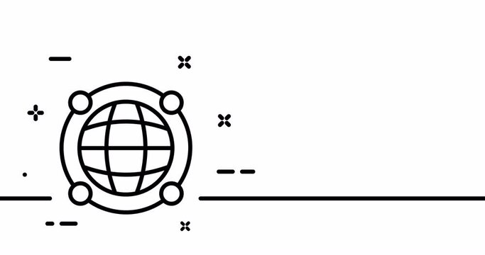 Geography. Globe, world, orbit, axis, satellite, earth, setting, sphere, Space. Topography concept. One line drawing animation. Motion design. Animated technology logo. Video 4K