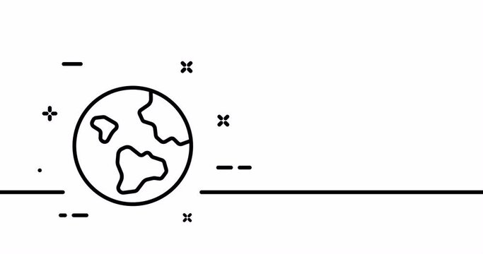 The Globe. Parallels, meridians, world, point on the map, planet, orbit, continents, sphere, Space. Topography concept. One line drawing animation. Motion design. Animated technology logo. Video 4K