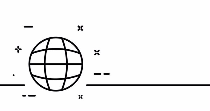 The Globe. Parallels, meridians, world wide web, internet, planet, orbit, continents, sphere, Space. Topography concept. One line drawing animation. Motion design. Animated technology logo. Video 4K