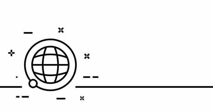 World. Globe, world, planet, orbit, axis, earth satellites, earth, sphere, Space, Geography. Topography concept. One line drawing animation. Motion design. Animated technology logo. Video 4K