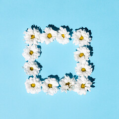 square of flowers on a blue background