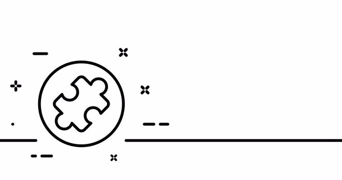 Putting together puzzles. Puzzle in the circle, problem solving, creative thinking, inspiration, teamwork, jigsaw puzzle. One line drawing animation. Motion design. Animated technology logo. Video 4K