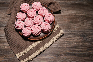 beautiful homemade marshmallows laid out on a plate. homemade marshmallow with cranberries